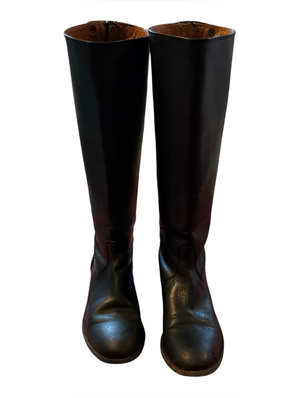 Vintage Frye Black Leather Riding Boots Back Zipper Sz 9.5 - Picture 2 of 8